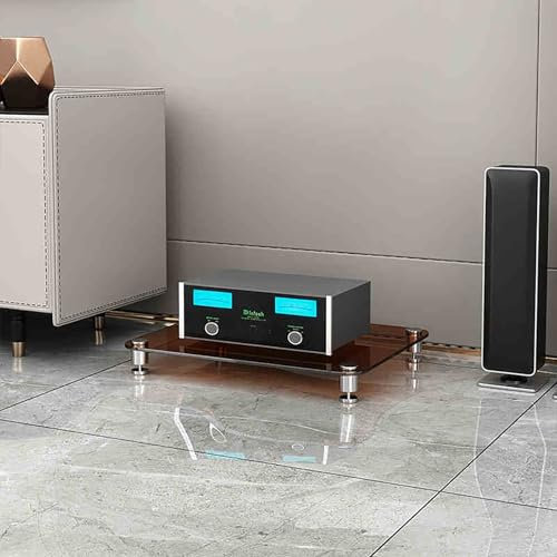 ZIHESY Supporti Audio Mobile HiFi Rack Audio da Pavimento a 1/2/3/4 Strati HiFi Aperto Multifunzione, Supporto HIFI for Giradischi/Altoparlanti/Amplificatori(Brown,8cm/3.1in)