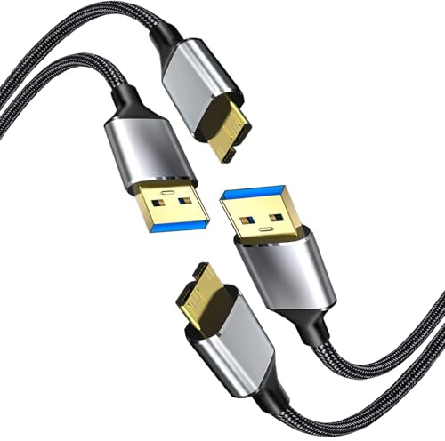Leloco USB 3.0 Kabel auf Micro B 0,5m, USB3.0 A anf USB Micro B Festplatten Kabel 5Gbps, Externe Festplattenkabel, Kompatibel mit Toshiba, WD, Seagate Festplatte usw 2 Stück