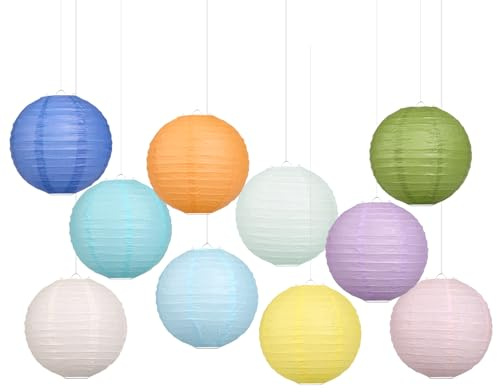 LIHAO 10 PCS Papierlaternen Bunte Lampions Lampenschirm Rund Papier Laternen für Hochzeiten Geburtstage Feiertagen Gartenparty Babytaufe Deko (15cm)