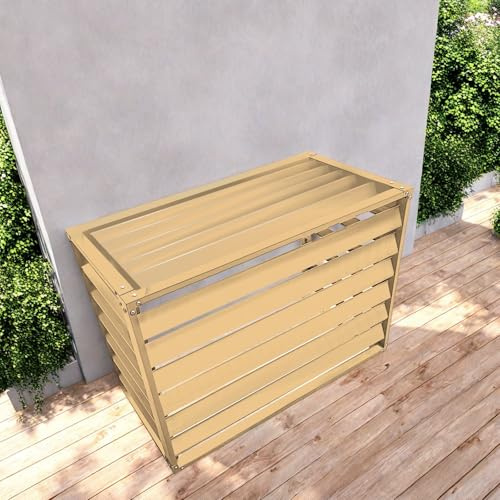 MMLeYN Aluminum Air Conditioner And Heat Pump Cover, Air Conditioner Cover For Outside Units, Air Conditioner Fence For Outdoor Units-Easy To Clean, Suitable For Indoor And Outdoor(Champagne color,110