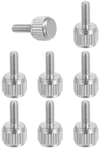sourcing map Messschieberschrauben, M2,5 x 7,5 mm, Edelstahl, Flachkopf-Rändelschrauben, metrisch, gerändelt, Rundkopfschrauben, Griffknöpfe, handfeste Gewindebefestigungen für Messwerkzeug, 8 Stück