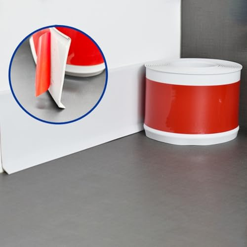 Battiscopa in PVC con capacità impermeabile per pareti domestiche e battiscopa, rotolo da 3 metri per protezione dei bordi e decorazione (bianco)