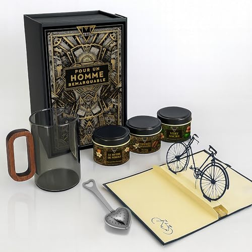 COFFRET CADEAU POUR UN HOMME REMARQUABLE - 3 Thés Premium + Mug + Infuseur + Carte – Idée Cadeau Papa, Mari, Grand-Père, Collègue – Anniversaire Fête des Pères Remerciement Noël - TÉTI