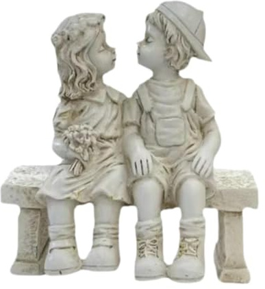 Qianly Estatua de Jardín de Niño Y Niña, Patio, Casa del Lago, Pareja, Primer Beso