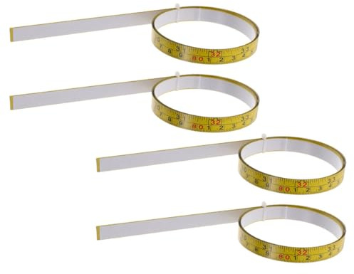 Toddmomy 4pcs Self-adhesive Measuring Tape Steel Tape Measure Sticker Double Scale Metric and Imperial Adhesive Backed Ruler for Workbench Woodworking and