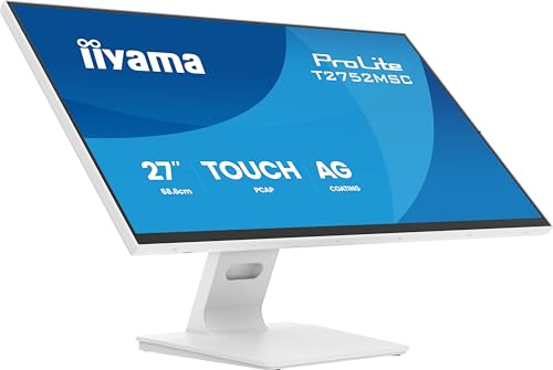 iiyama Prolite T2752MSC-W1AG Full-HD IPS PCAP Touchscreen-Monitor | 68,6 cm, 27, 10 Punkt Multitouch, kapazitiv, HDMI, DP, USB3.2, Lautsprecher, 7H, Anti-Glare, Anti-Fingerprint, VESA, weiß