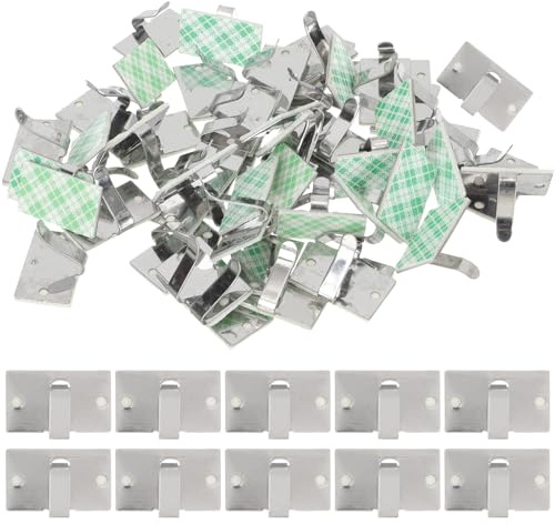 Ipetboom Clips autoadhesivos para cables 50 unidades, organizador de cables metálico grande 25x15 mm, sujetacables para electrodomésticos de cocina, enrollador de cables para oficina y hogar