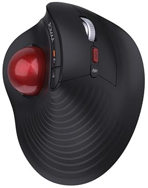 JOMAA Wireless Vertical Trackball Mouse - Ergonomic Design, 3-Device Switching, 2.4G/Bluetooth 5.0, Rechargeable Type-C, Adjustable DPI, Compatible with Windows/macOS/iOS/Android (RED)