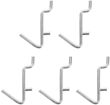 DECHOUS Stainless Steel Pegboard Hooks V Shape Pegboard Hangers Metal Perforated Wall Hooks for Garage Storage and Workshop Organization 5pcs