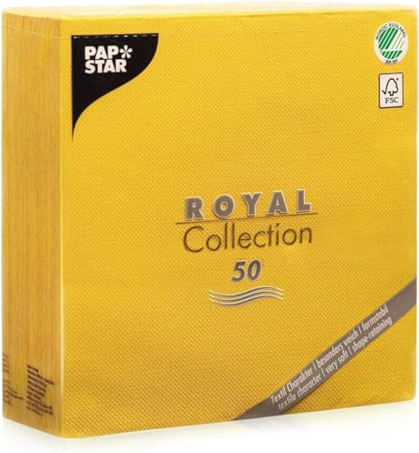 Papstar ROYAL Collection 1/4-Falz 40 cm x 40 cm gelb, #11609, 1 X 50er Pack