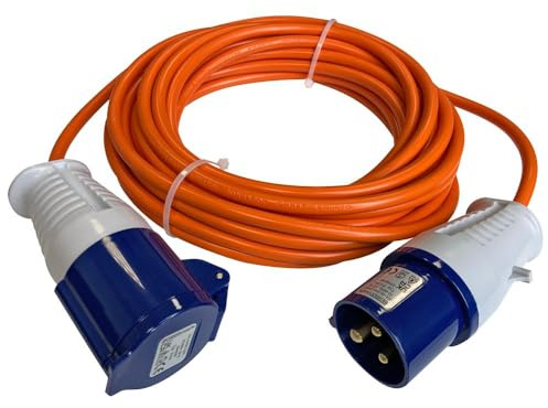 10M Extension Lead - Heavy Duty Caravan Hook Up Cable, 240V 16amp Cable Lead Camping Extension Lead Orange High Vis Orange Mains Power Lead Cable - Perfect For Campervan & Motorhome (10M)