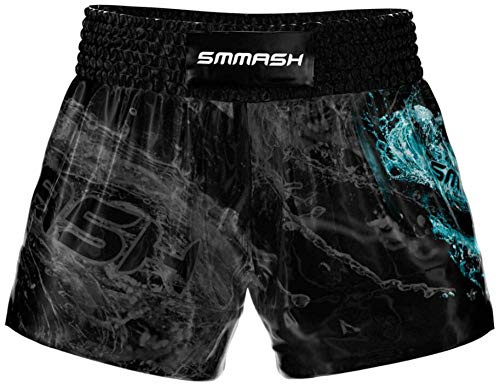 SMMASH Short D'entraînement Sport pour Homme Pantalon De Boxe Thaibox Muay Thai MMA Gym Fitness Respirant Fermeture Velcro Résistant Élastique