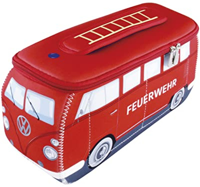 BRISA VW Collection - Volkswagen Néoprène Sac Universel de Maquillage, de Culture et de Voyage au Design T1 Bulli Bus (Pompiers/Rouge/Grand)