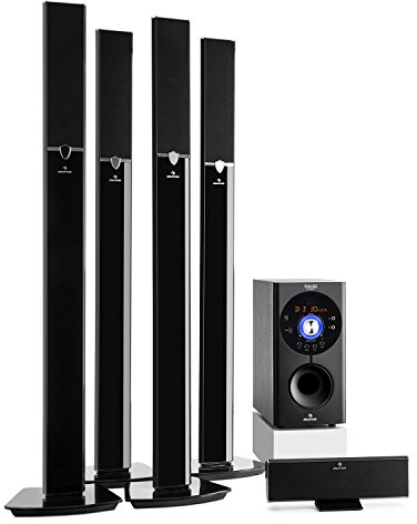auna Areal Surround Heimkino 5.1- Soundsystem Kanal Heimkinosystem Lautsprechersystem 5.1 heimkinosystem mit 145 Watt RMS, 16,5 cm (6,5)-Sidefiring-Subwoofer, Bassreflex, Bluetooth, schwarz