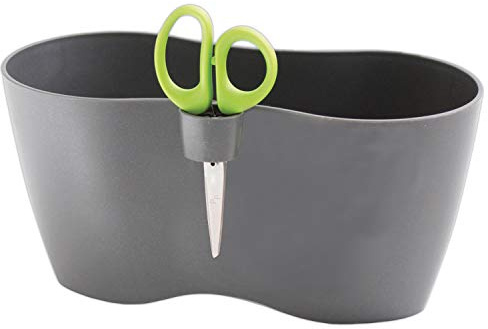 Erhard-Trading Kräutertopf MEDRA DOBLO + Schere für Kräuter 25 x 15 cm Anthrazit Blumentopf Doppel