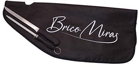 Cubre jamon negro profesional, cuchillo jamonero y chaira. Pack perfecto para tu jamonero. El cubre jamones es de calidad, ideal protector jamon.