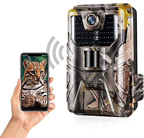 Caméra Chasse Wifi 20MP/1080P Camera Surveillance Animaliere Vision Nocturne Détecteur de Mouvement Caméra de Faune Piège Photographique Waterproof Grand Angle/120° 44 LED IR 0.3s Trigger 65ft/20m