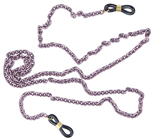 Hochwertige Brillenkette ELEGANT aus feinem Metall mit Gummischlaufe und Stopper (Version 3, Lila)