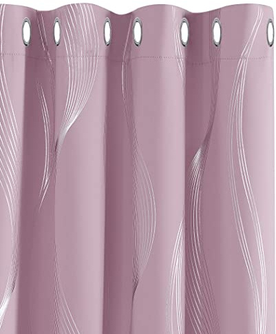 Deconovo Vorhang Verdunkelung, Gardinen Blickdicht Modern Vorhang für Wohnzimmer, Ösenvorhänge mit Ösen, 160x132 cm(HöhexBreite), Hellpink, 2er Set