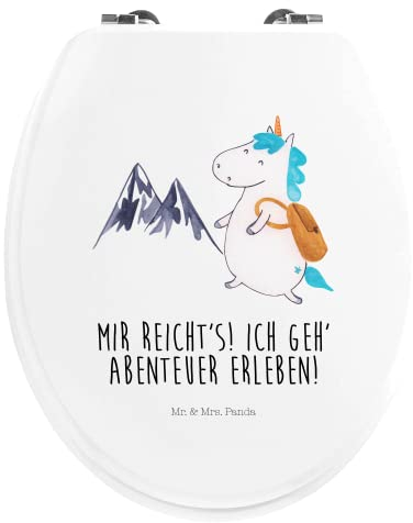 Mr. & Mrs. Panda Motiv WC Sitz Einhorn Bergsteiger - Geschenk, Toilette, Berge, Einhörner, Toilettendeckel, Weltenbummler, Einhorn Deko, WC-Sitz,