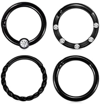 AceFun Nasenring Knorpel Helix Daith Tragus Piercing Ohrringe Creolen 16G Piercing Schmuck 4-8 Stück Edelstahl CBR Klapp Segment Clicker Septum Ring Ohr Piercing mit CZ