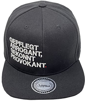 Outfitfabrik Snapback Cap Gepflegt arrogant, gekonnt provokant in schwarz, mit weißem 3D-Stick (Provokation, Statement) für Männer und Frauen, One Size, verstellbar