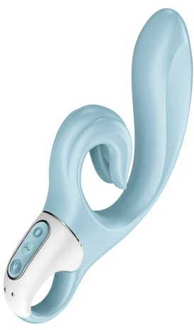 Satisfyer Love Me | Flexibler Vibrator | 2 starke Motoren | Wiederaufladbar | Ergonomischer G-Punkt & Klitoris Stimulator | Wasserdicht (IPX7) | Wiederaufladbar in Hellblau | Erotik | Sex Toys