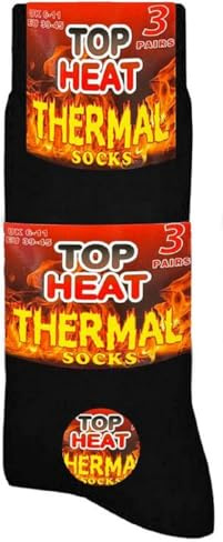 HiFEN® 3 Pairs Multipack Mens Extra Thick Warm Thermal Socks Black Heated Boot Socks