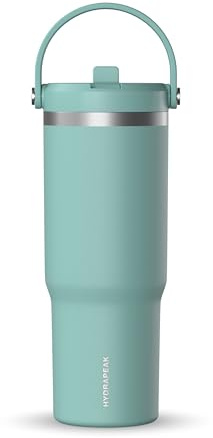 Hydrapeak Nomad 32 oz Tumbler with Handle and Straw Lid, Leakproof Tumbler, Tumbler Lid Straw, Double Insulated Tumblers, 32oz Double Insulated Cup Straw, Stainless Steel (Pale Sage)