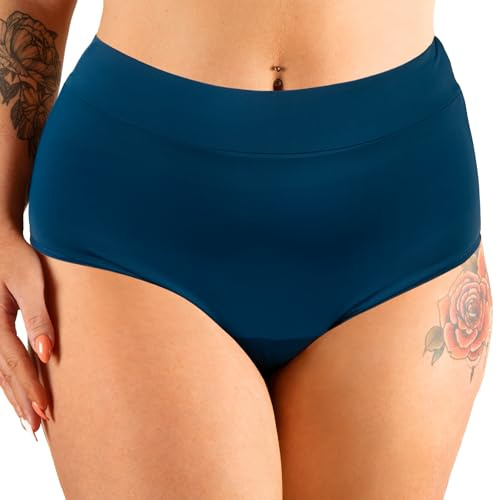 Mademoiselle Culotte - Maillot de Bain Menstruel Taille Haute - 4 Couches Absorbantes pour Flux Léger à Modéré - Protection Réutilisable - Résistant Chlore et UV - Marque Française - Eléonore