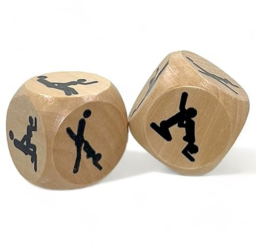 MIJOMA 2er Set Entscheidungswürfel Holz-Würfel Kamasutra, ca. 3 x 3 cm - Witziges Geschenk für Paare, Erotik-Spielzeug, Liebeswürfel, Sexspiel für Erwachsene, Romantische Idee für besondere Momente