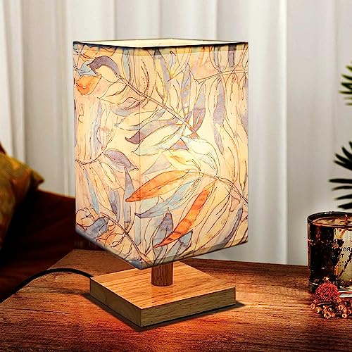 MUCHER Bedside Table Lamp Nightstand Bedroom Lamp with White Fabric Shade Small Bedside Lamp for Bedroom Living Room Office LED Bulbs Included (Transitional)