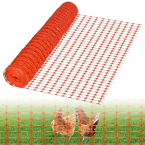 LZQ Skyddsnät 30 m x 1 rulle byggstaket, stoppstängsel av plast, rullat avgränsningsstaket, stängsel, mobilt staket, hönsstaket, fjäderfästaket, orange