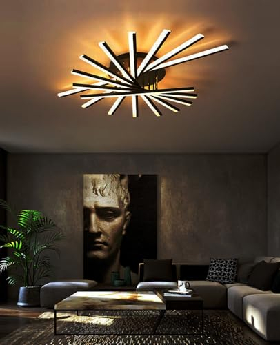 QAZPLM LED Deckenlampe schwarz，gold dimmbar Eisen deckenlampen modernes Design Deckenlampen 9600LM LED wohnzimmer deckenlampen Geeignet für Esszimmer Schlafzimmer Büro