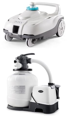 Intex ZX100 Automatic Pressure Side Swimming Pool Cleaner with 26679EG 2,150-GPH 16 Krystal Clear Saltwater System and Sand Filter Pump