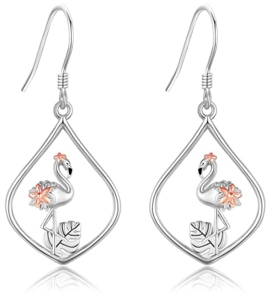 URONE Animal Earrings 925 Sterling Silver Fox/Hummingbird/Flamingo/Cow/Parrot Earrings Animal Jewelry Gift for Women Girls