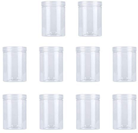 Osmond 10 tarros de comida de plástico transparente sellado de 500 ml con tapa para caramelos, galletas, té perfumado