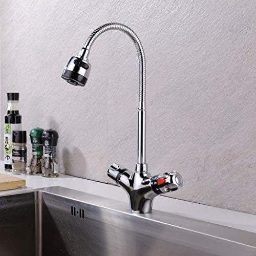 Robinets de Cuisine mitigeur d'évier Robinet en Laiton Finition chromée mitigeur de Cuisine mitigeur thermostatique pour mitigeur de lavabo Froid et Constant