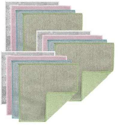 Wisboey 12 Pièces Chiffons de Nettoyage Wire Miracle, Chiffon de Nettoyage pour Tissage de, Tampons de Nettoyage, Chiffons à Récurer, Torchon en Anti-Rayures