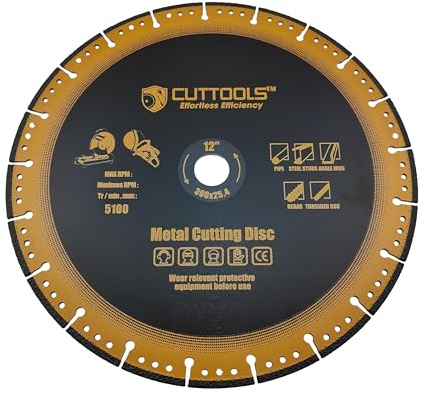 CUTTOOLS 115mm Angle Grinder Cutting Disk 12inch Metal Cut Off Disc Abrasive Wheel 9 inch Diamond Blade 230mm Rebar Cutter 300mm Metal Cutting Disk 4.5inch Cut Off Wheel (yellow, 300mm, 35, Medium)