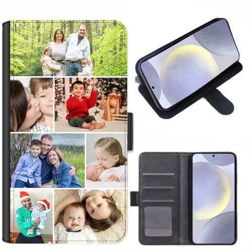 EKAM Personalised Phone Case For Samsung Galaxy A57, A37, A17, A16, A26, A36, A56, A34, A12, A14, A54 4G/5G, Custom Photo/Image Collage Layout Design on PU Leather Wallet Magnetic Flip Cover