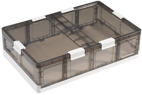 Naivees Plastic 12.7 Gal Under Bed Storage with Lid Multi-purpose Collapsible Containers Foldable Storage Bins Folding Box for Duvets,Shoes, Books