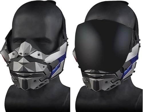 Cyberpunk Mask Helmet Mask,Detachable Cyberpunk Mask,Halloween Holiday Party Cosplay Costume Props Tactical Games NIGHT MASK