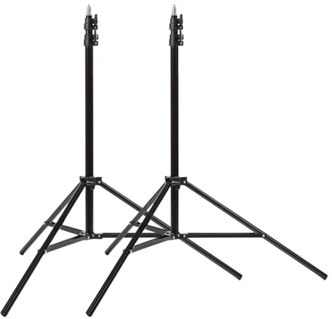 BOLLUMA 200cm Photography Light Stand, Aluminium Travel Tripod Stand, Adjustable Lightweight Studio with 1/4 Screw, 1.5kg Load, for Ring Light Flash Softbox Umbrella Reflector Backdrop, 2 Packs