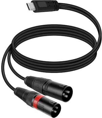RIIEYOCA USB C zu Dual XLR Splitter Audio Kabel, Typ C zu 2 XLR Male Output Stereo Audio Adapter Kompatibel mit Handys oder Laptops（1m/3,3ft）