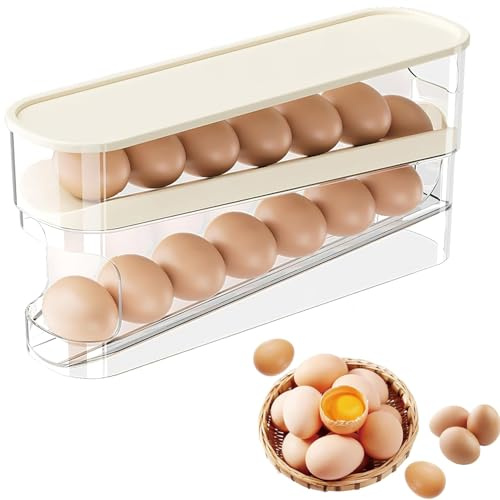 Organizer Eier Aufbewahrung, Automatischer Eierspender, Automatisch Rollender Eierspender, Platzsparende Eierbox Für Kühlschrank, Eierbox Egg Storage, Egg Holder Egg Dispenser, für Den Kühlschrank