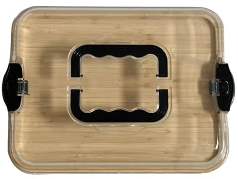 Hintyne Tabla de charcutería con tapa tablas de charcutería portátiles de madera con tapa transparente con cerradura bandeja de servicio cubierta para picnic y camping.