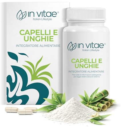 IN VITAE Integratori Capelli e Unghie Donna, 60 capsule | Con Biotina, Zinco, Ferro, Vitamina B, Vitamina E, Acido Folico, Anticaduta, Rinforzante, Favorisce La Crescita