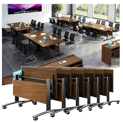 CSYQPDMBDL Mesa de Conferencias Plegable, Mesa de conferencias Moderna Rectangular for Oficina, Sala de reuniones y Aula.(10pack,63in)