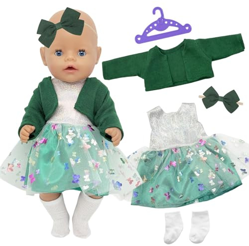30-45 cm ropa de muñeca vestido de gasa verde oscuro
